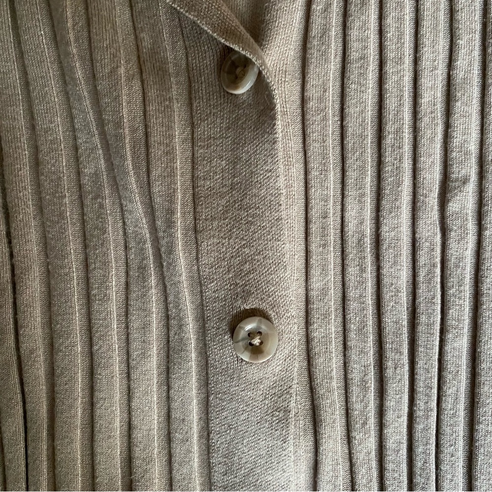 Light Beige Ribbed Button-Up Cardigan - Picture 3 of 6